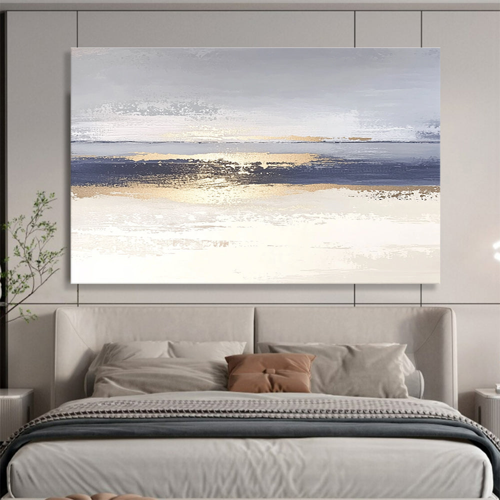 Blue - Gray - Gold Abstract Art for Coastal Home & Contemporary Gallery SC007