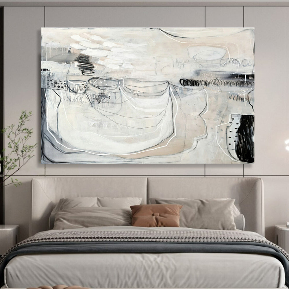 Black - White Line Abstract Art for Industrial - Style Lofts DLZ2458