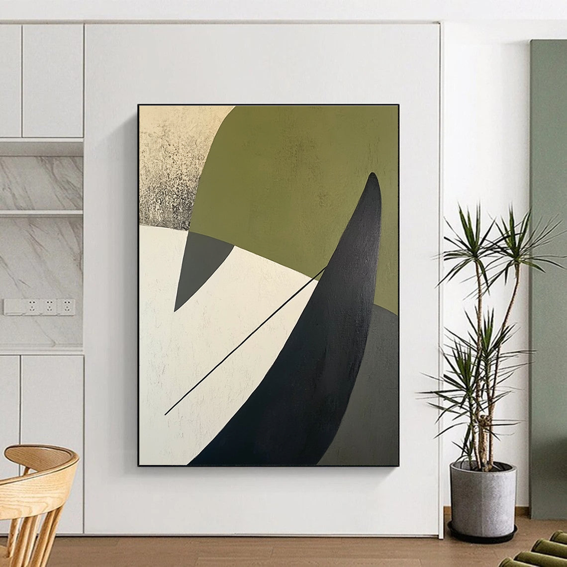 Modern Green and Black Shapes Art for Studio & Entryway STSC684