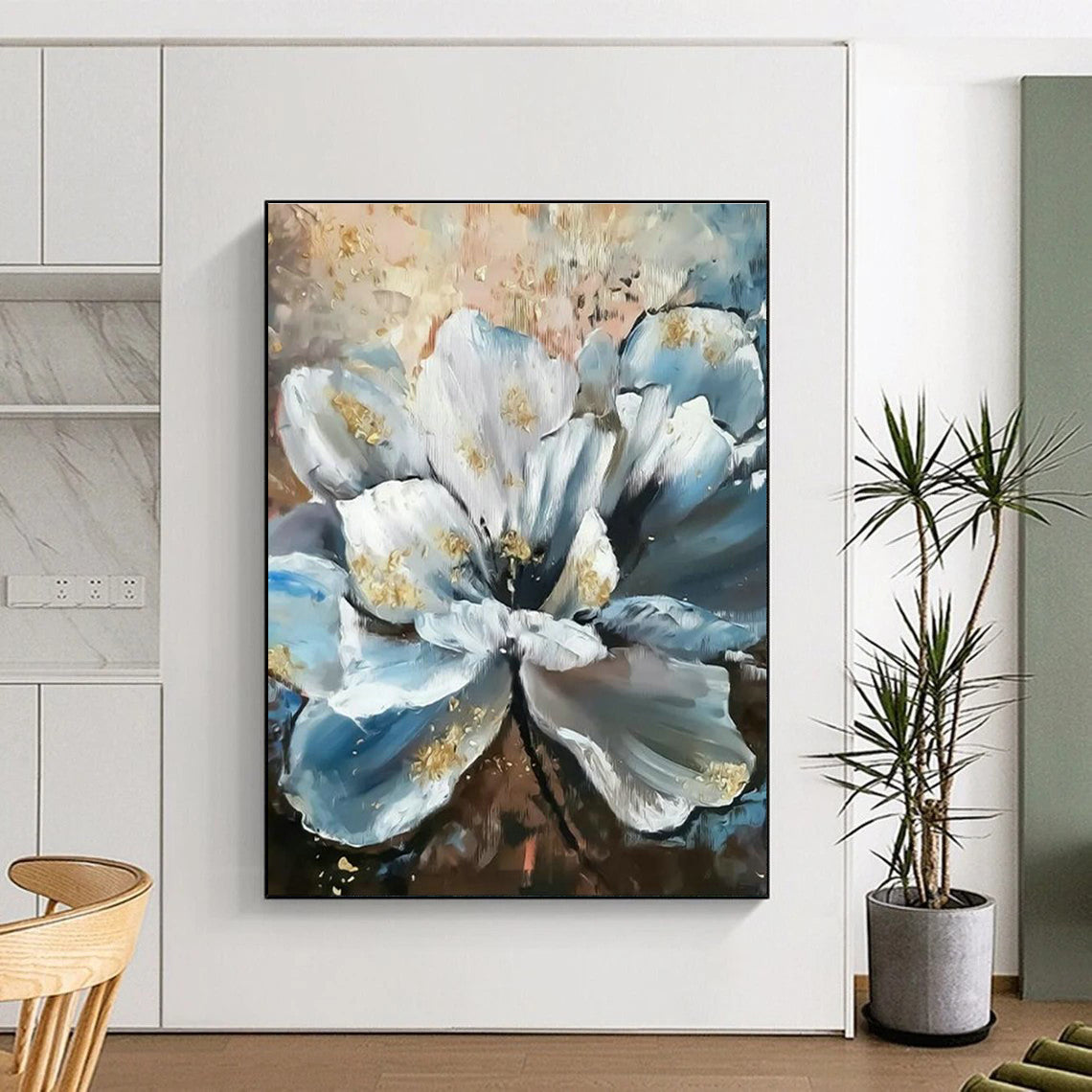 Blue - White Floral Art for Luxury Spa & Elegant Bedroom DLZ2335