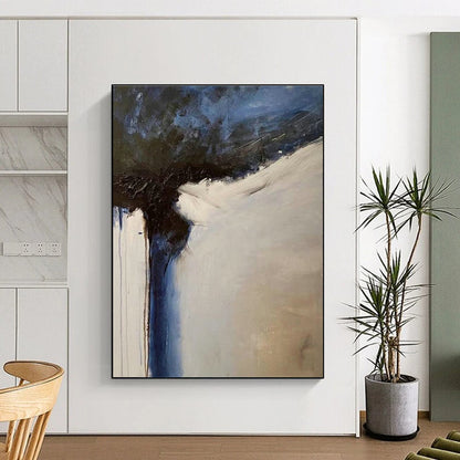Blue and Gray Abstract Flow Art for Coastal - Inspired Office & Creative Studio DLZ2199