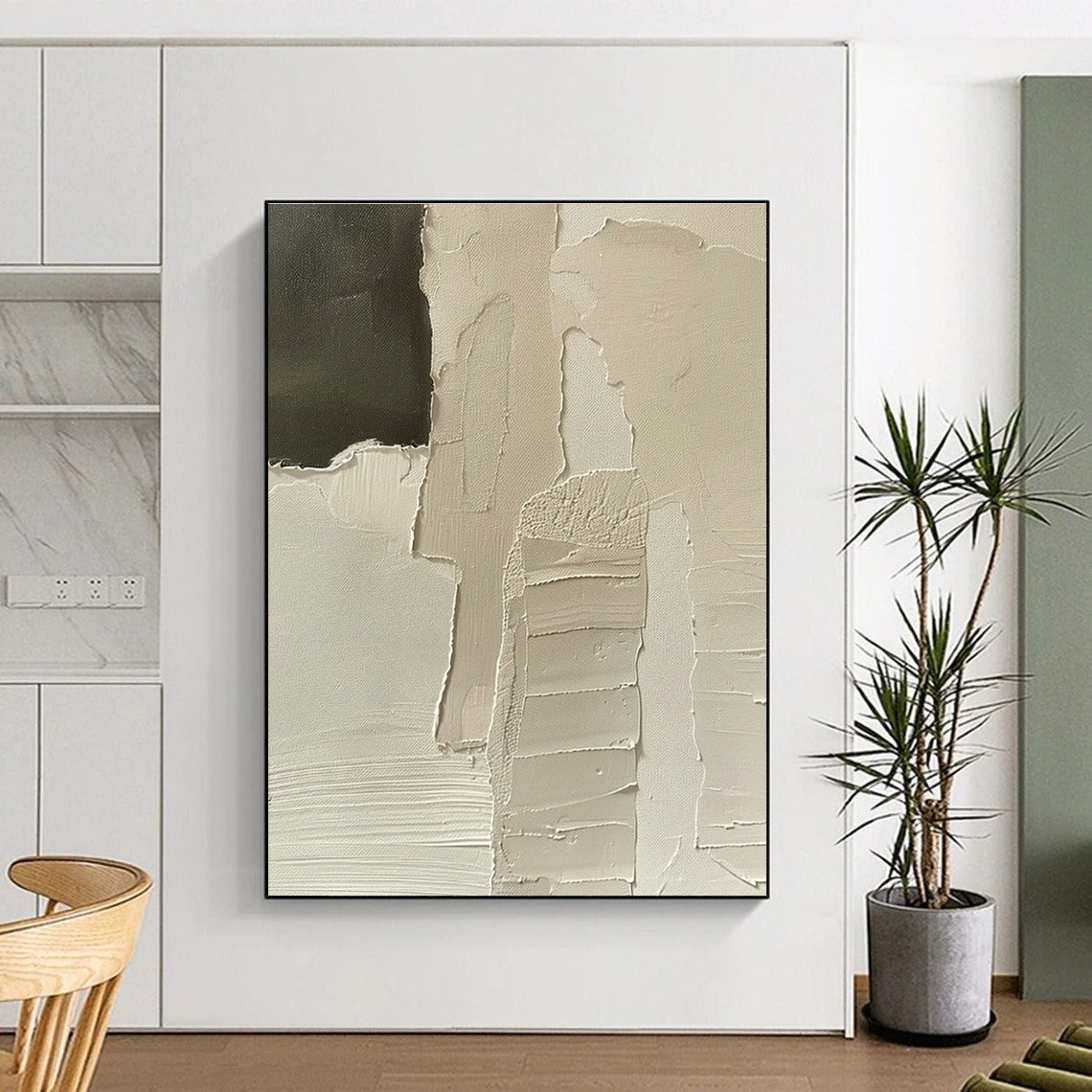 Gray - White Layered Abstract Art for Scandinavian Home & Contemporary Office DLZ1169
