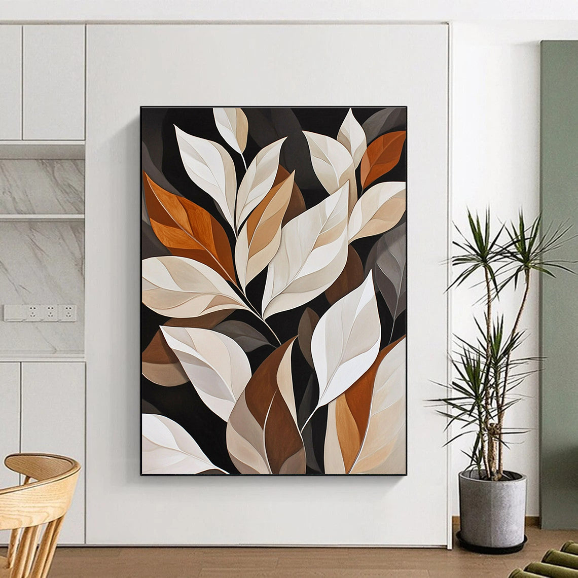 Neutral - Toned Leaves for Minimalist Living Room & Sophisticated Office STSC1151