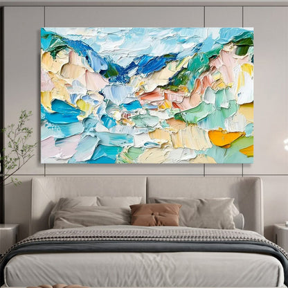Colorful Mountain Palette Knife Art for Modern Art Gallery Focal Walls DLZ3188