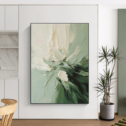 Textured Floral in Green Art for Botanical Boutique & Calming Yoga Studio DLZ1468