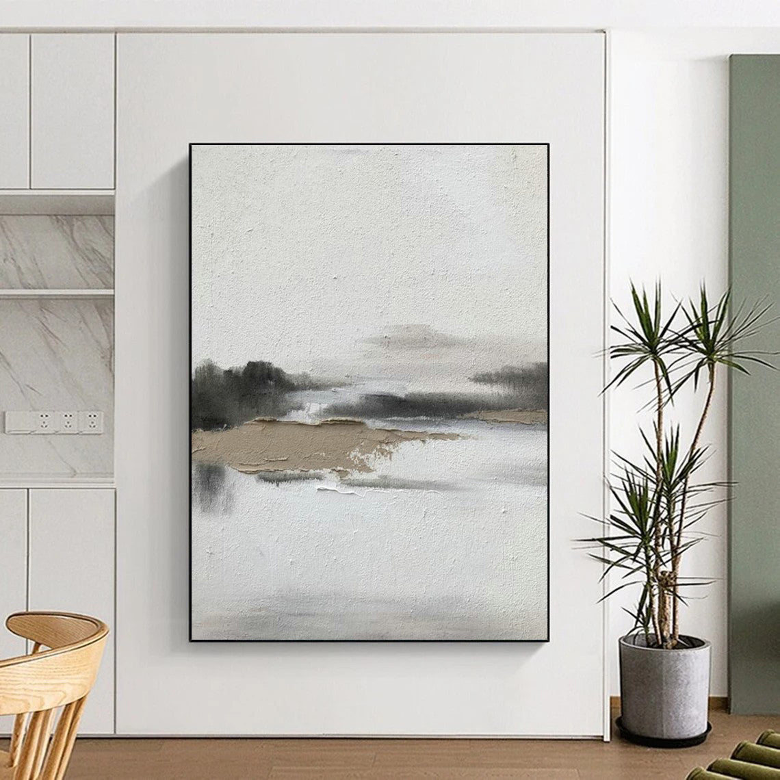 Misty Landscape Abstract Art for Luxury Spa & Meditation Space DLZ2372