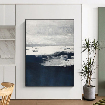 Monochrome Sea - like Abstract Art for Coastal Home Office & Minimalist Living Room DLZ2240