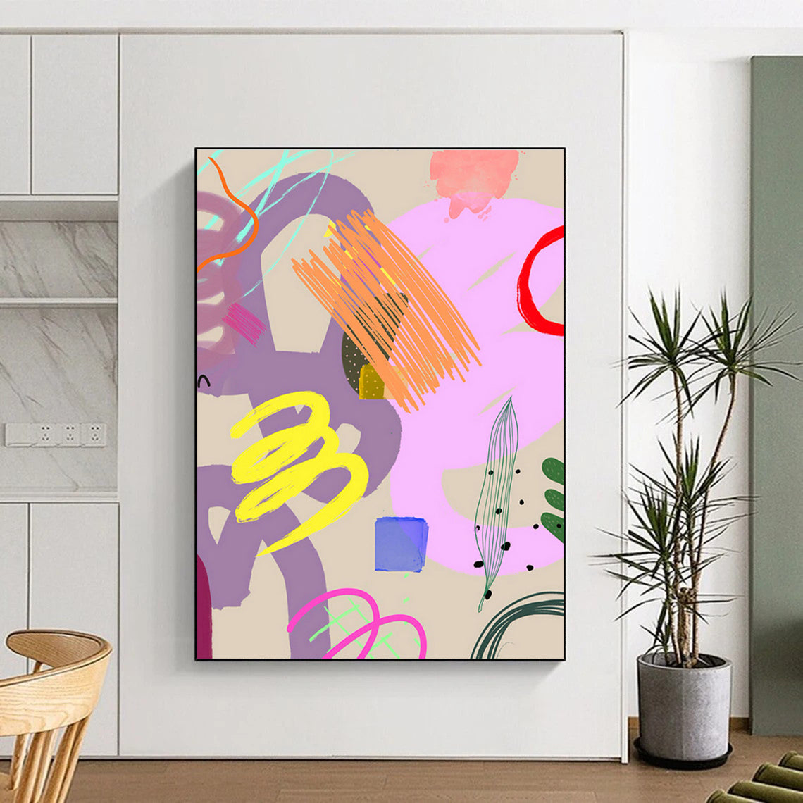 Pastel - Toned Doodle Art for Craft Workshop & Boho - Chic Home Bedroom DLZ0648