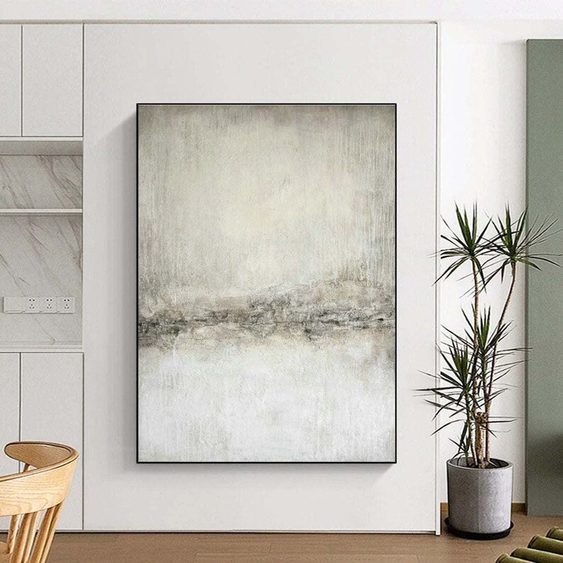 Light Gray Textured Abstract Art for Contemporary Gallery & Minimalist Bedroom DLZ1075