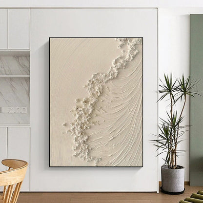 Textured White Art for Minimalist Spa & Scandinavian - Style Home Bathroom DLZ1526