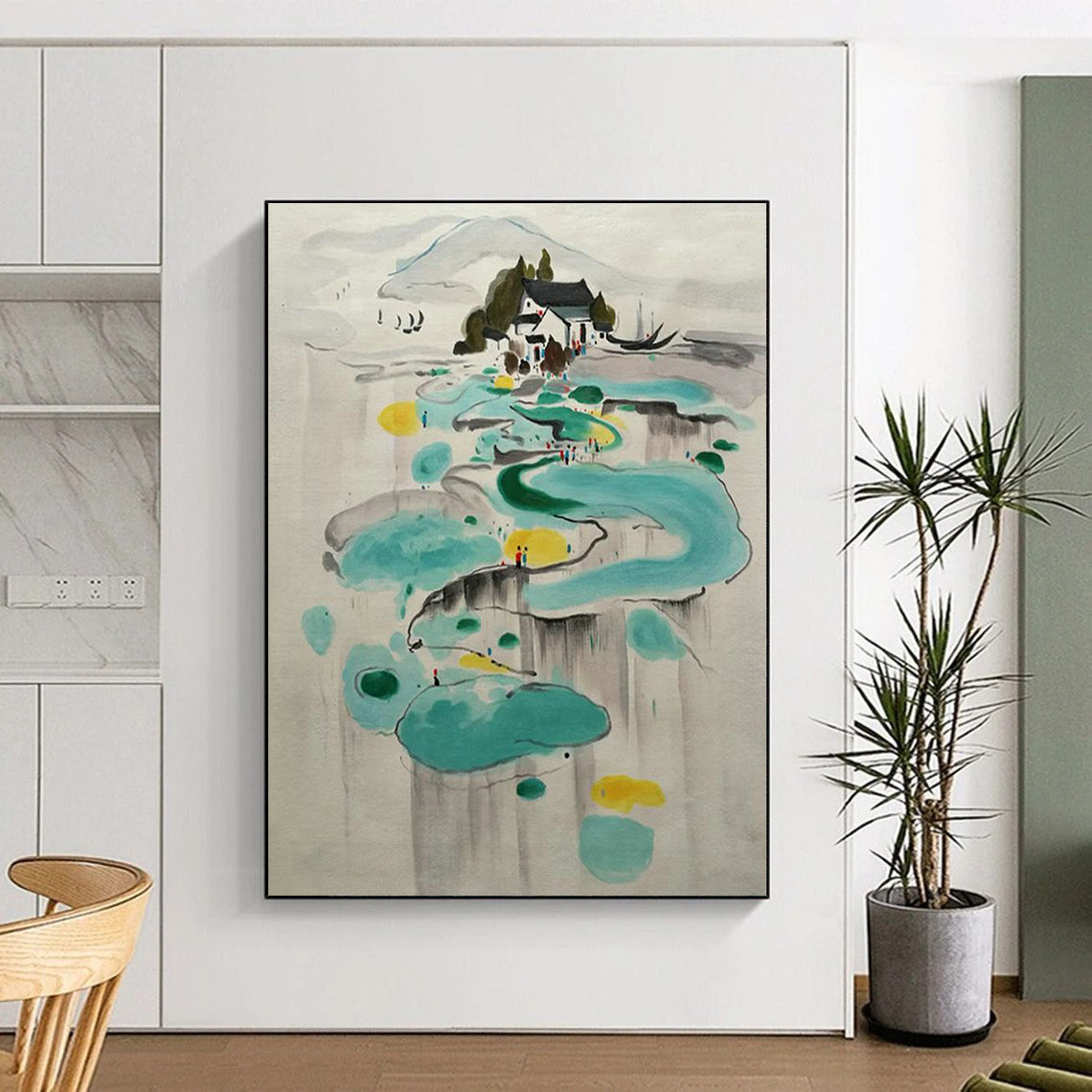 Ink - Wash Landscape Abstract Art for Oriental - Style Teahouse & Traditional Residence DLZ2284