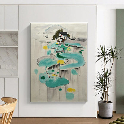 Ink - Wash Landscape Abstract Art for Oriental - Style Teahouse & Traditional Residence DLZ2284