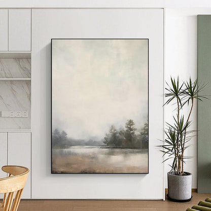 Misty Lake Landscape Art for Lakeside Cottage & Nature - Inspired Spa DLZ0720