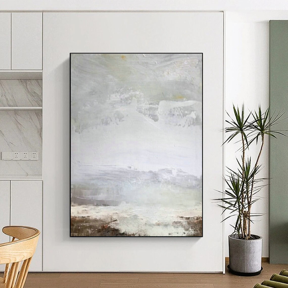Gray - White Abstract Art for Spa Relaxation Area & Minimalist Bedroom DLZ2057