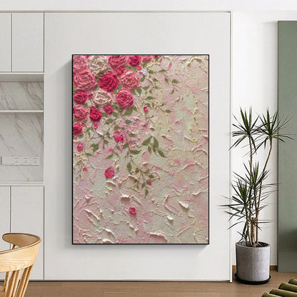 Textured Pink Floral Relief Art for Bridal Suite & Tea Parlor DLZ0603