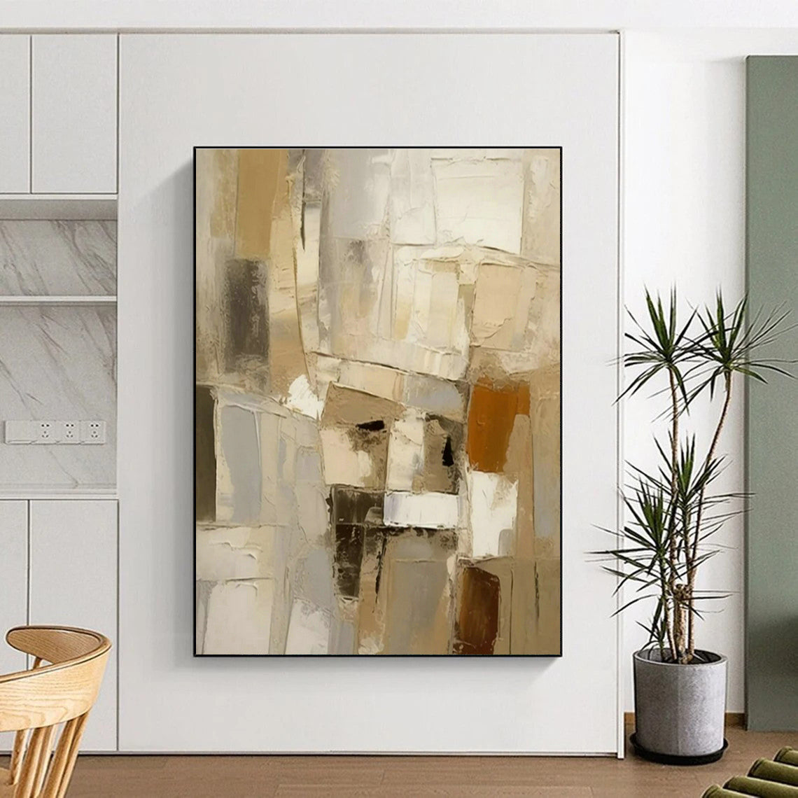 Light - Toned Geometric Abstract Art for Minimalist Home & Art Gallery Corner DLZ1451