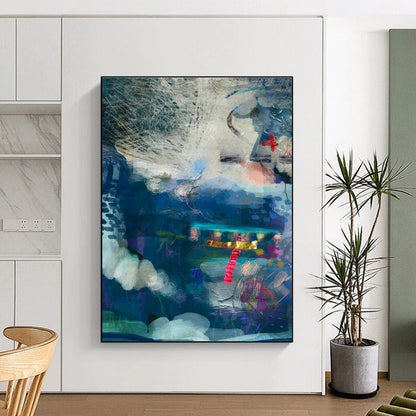 Blue - Toned Collage Art for Coastal Home Study Spaces DLZ0155