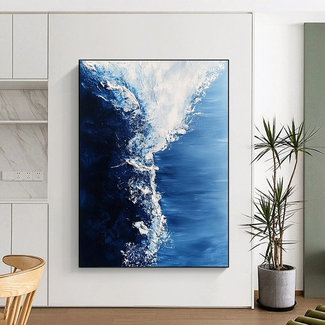 Textured Blue Ocean Waves for Nautical Restaurant & Coastal Home Office STSC348