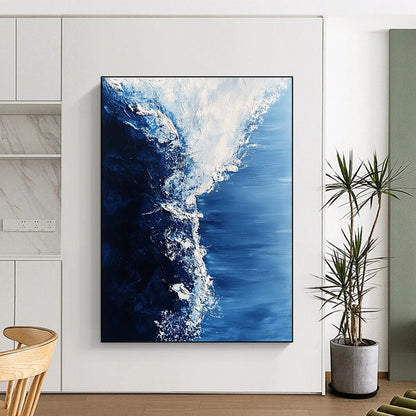 Textured Blue Ocean Waves for Nautical Restaurant & Coastal Home Office STSC348