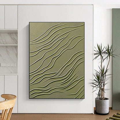 Green and White Wavy Texture Art for Nature - Inspired Yoga Studio & Minimalist Spa STSC1359