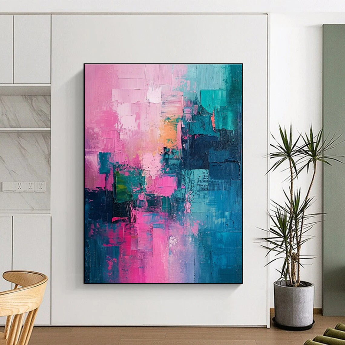 Pink - Blue Abstract Art for Bohemian Boutique Hotel & Creative Studio DLZ1909