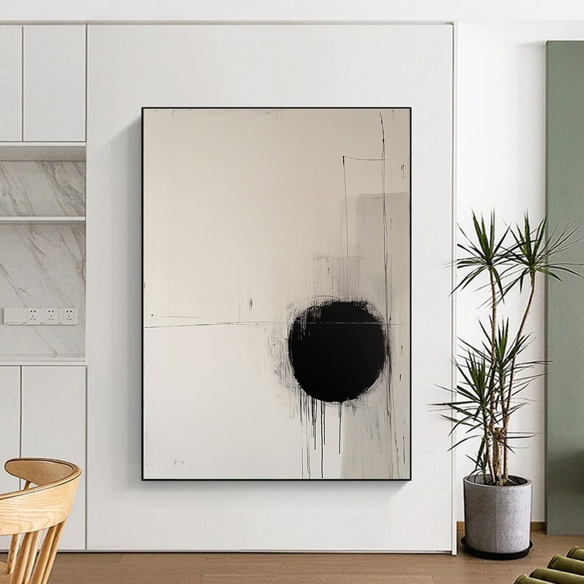 Minimalist Black and White Abstract Art for Modern Home Bedroom & Art Therapy Space STSC1067