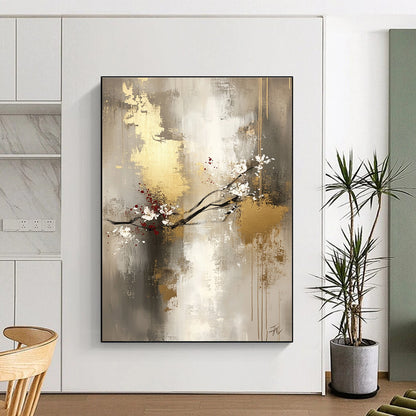 Abstract Blossom with Gold for Asian - Inspired Home & High - End Hotel Lobby STSC434