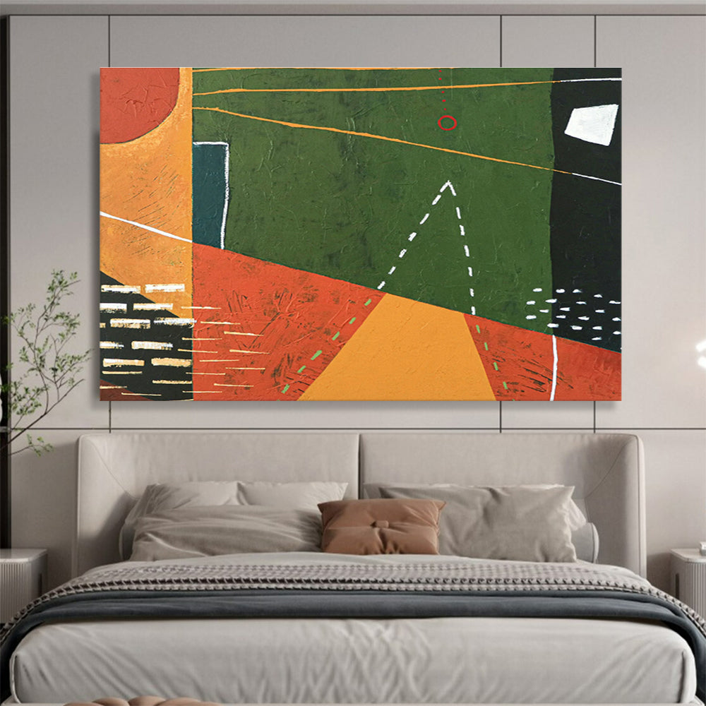 Red - Green Geometric Abstract for Eclectic Game Room DLZ2942