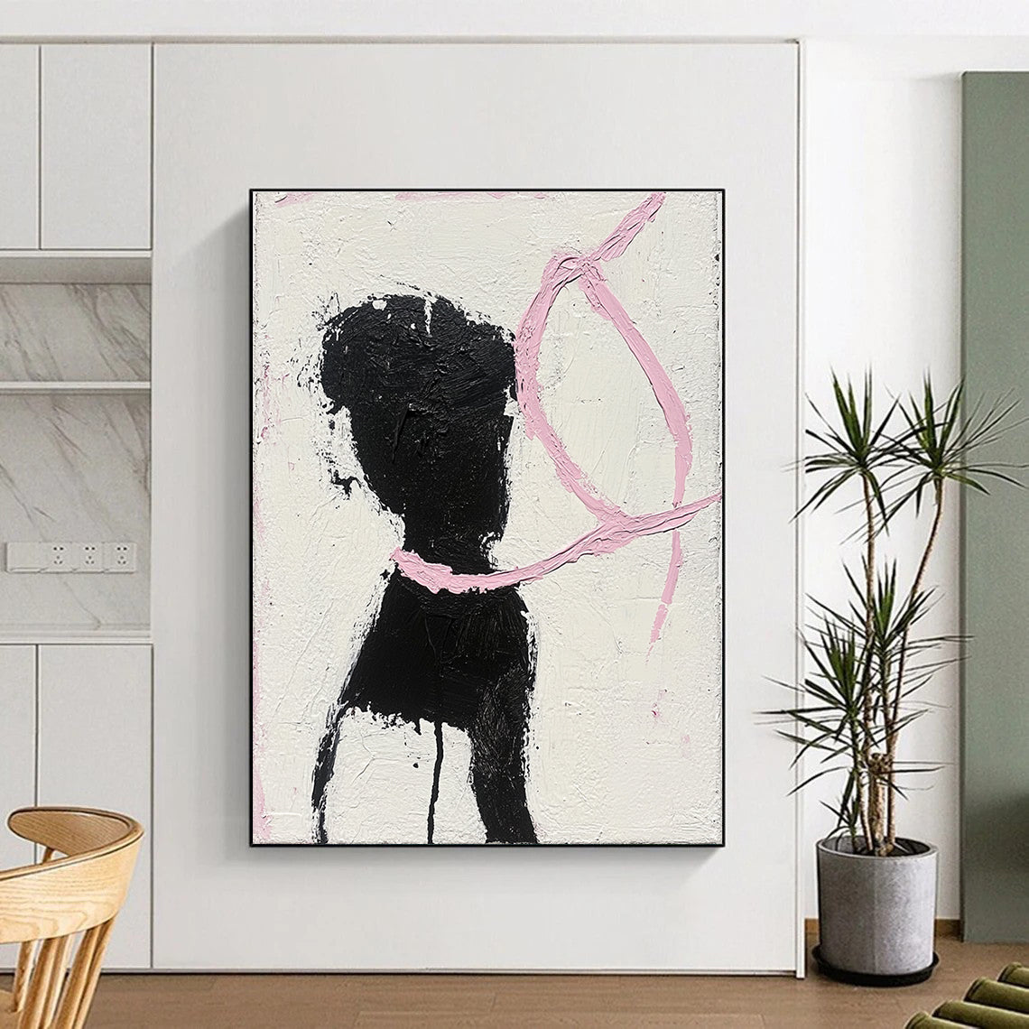 Black Silhouette with Pink Accents Art for Creative Teen’s Bedroom & Contemporary Art Pop - Up STSC1334