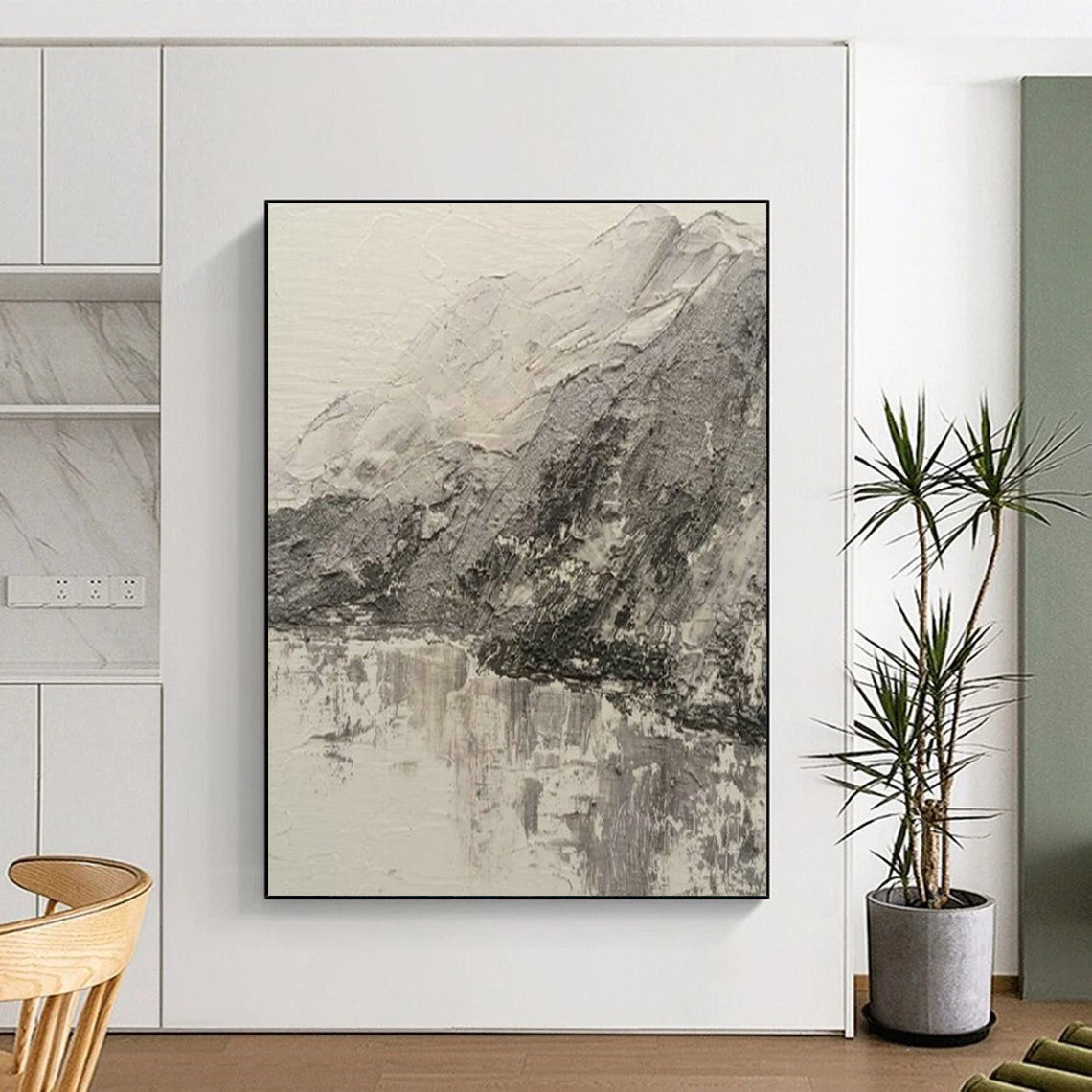 Monochrome Mountain Landscape Art for Nature - Inspired Home Office & Minimalist Gallery DLZ2115