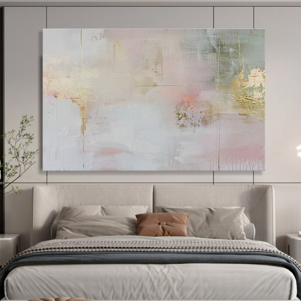 Gold - Pink Soft Abstract Art for Romantic Dressing Room DLZ2868