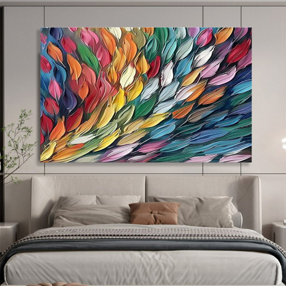 Colorful Feather - Shaped Abstract Art for Vibrant Bohemian Living Rooms DLZ3073
