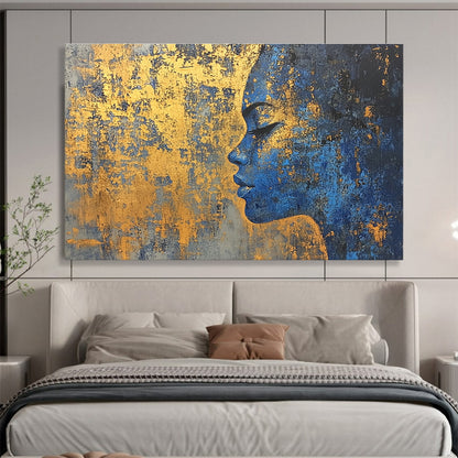 Blue Woman with Gold Accents Art for Bohemian - Style Bedroom & Ethnic Art Gallery SC171