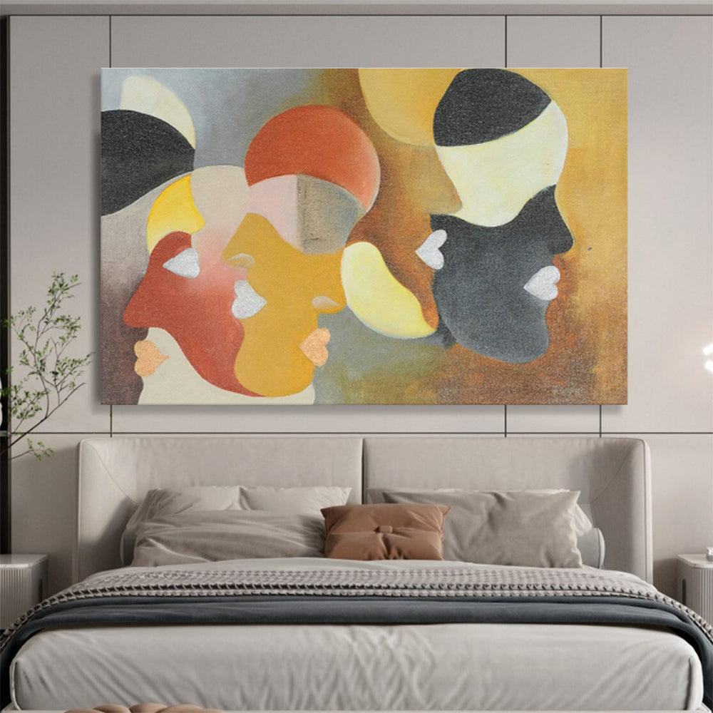 Geometric Faces Abstract Art: A Creative Hallway Focal Point DLZ2387