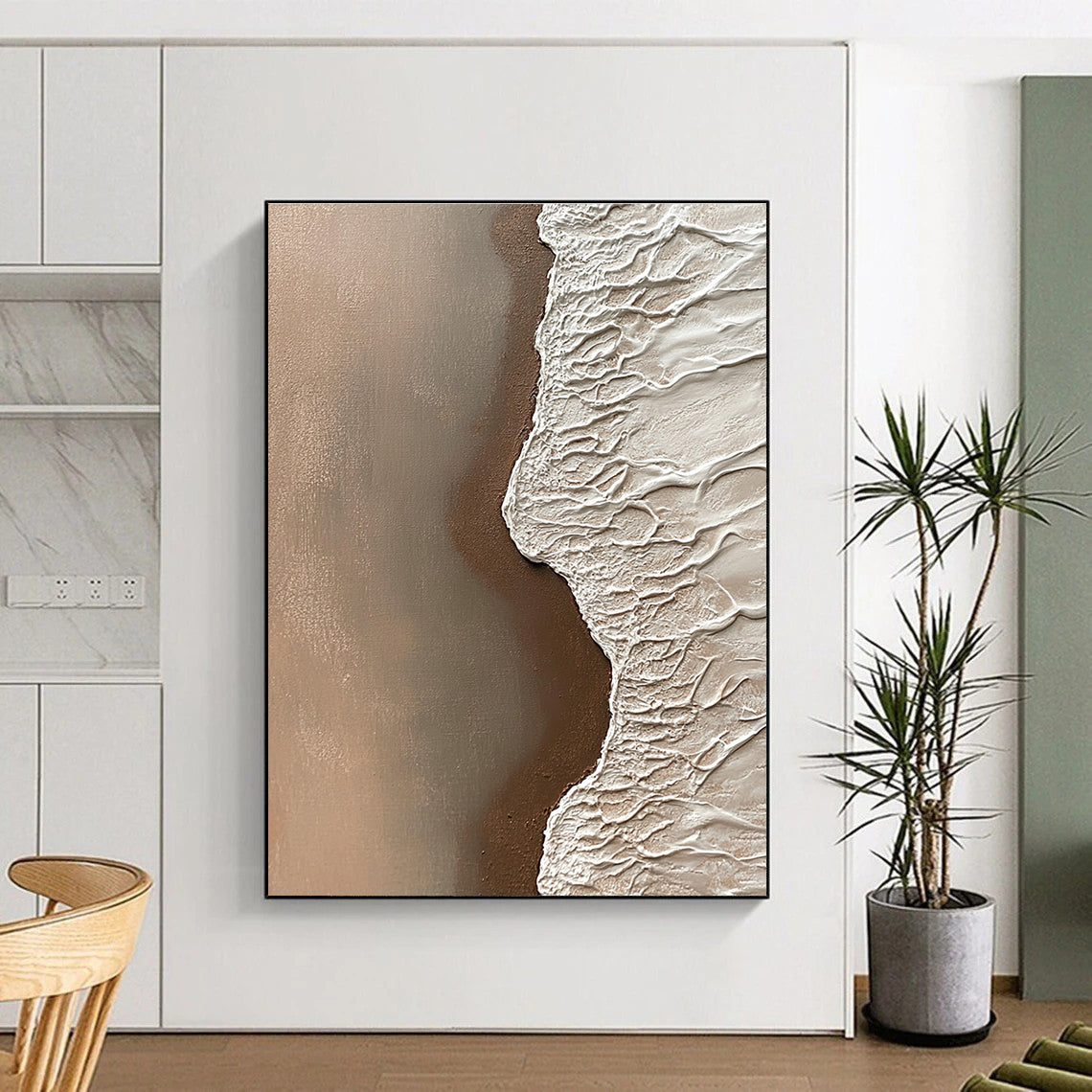 Textured Earth - Tone Shoreline for Rustic Farmhouse Dining Room & Nature Art Gallery STSC954