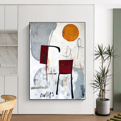 Minimalist Abstract with “owllips” for Art - Centric Café & Bohemian Living Room STSC828