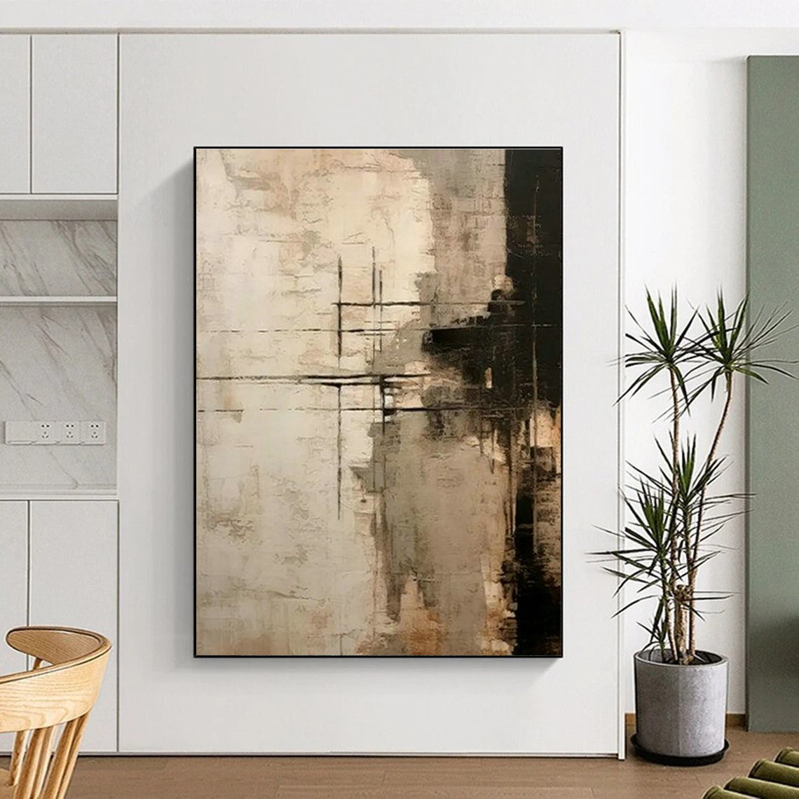 Brown - White Geometric Line Art for Office & Living Room DLZ0419
