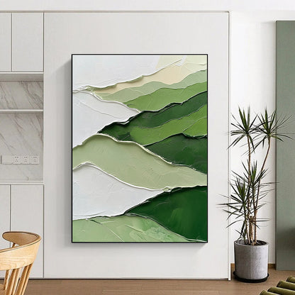 Textured Green and White Mountains for Nature - inspired Home Office & Modern Art Gallery STSC1005
