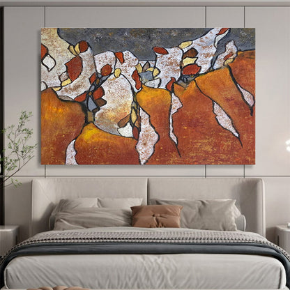 Orange - White Textured Art: Liven Up Your Corridor with Vibrant Energy DLZ2389