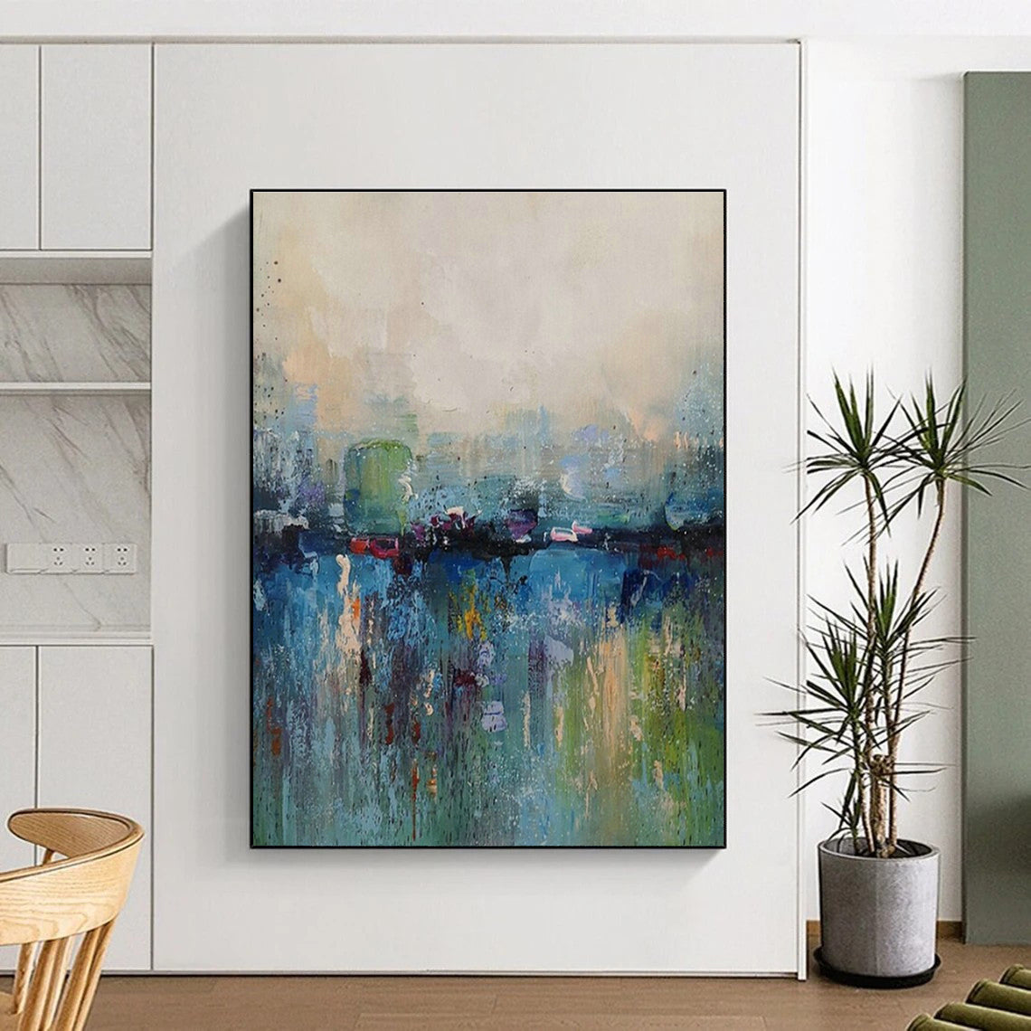Colorful River - Scape Abstract Art for City Café & Art - Loving Home Dining Room DLZ2024