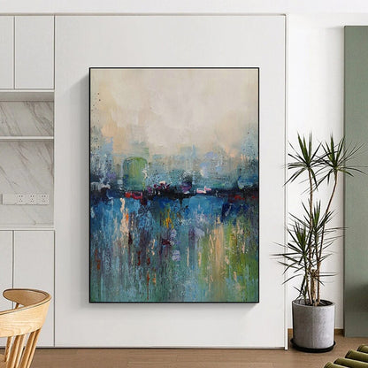 Colorful River - Scape Abstract Art for City Café & Art - Loving Home Dining Room DLZ2024