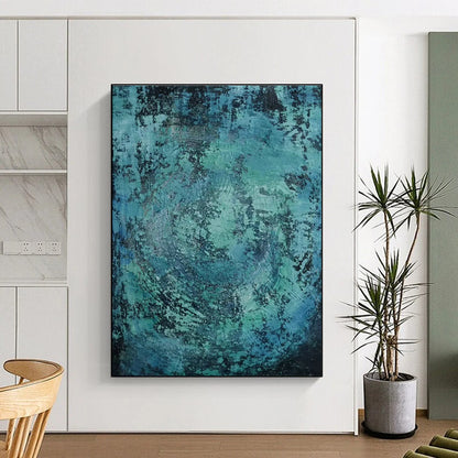 Blue - Green Textured Abstract Art for Coastal - Inspired Spa & Relaxing Bedroom DLZ0761
