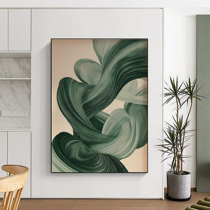 Green Flowing Ribbon Art for Bedroom & Living Room DLZ0415