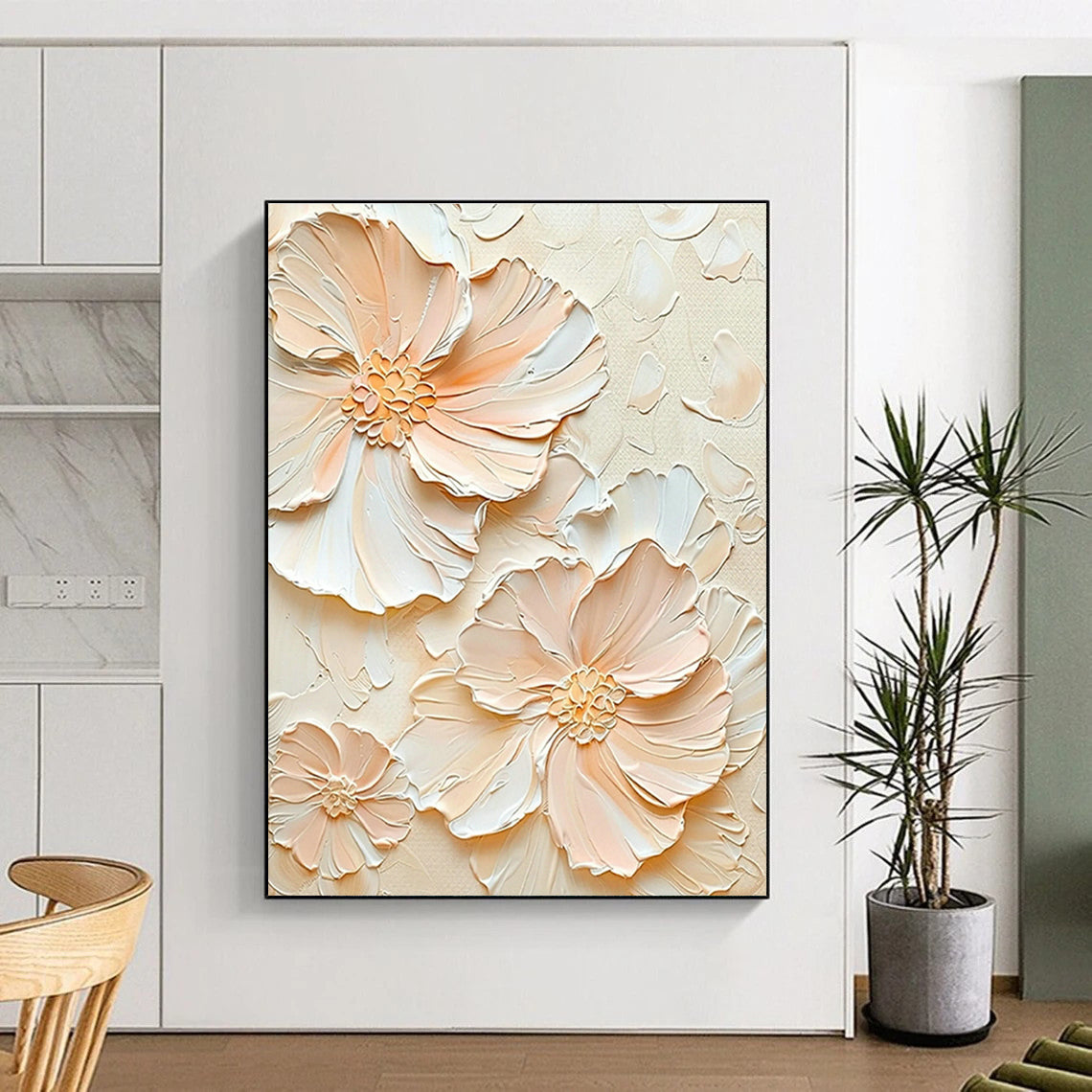Peach - Colored Flower Art for Bohemian Living Room & Summer Wedding Venue DLZ1396