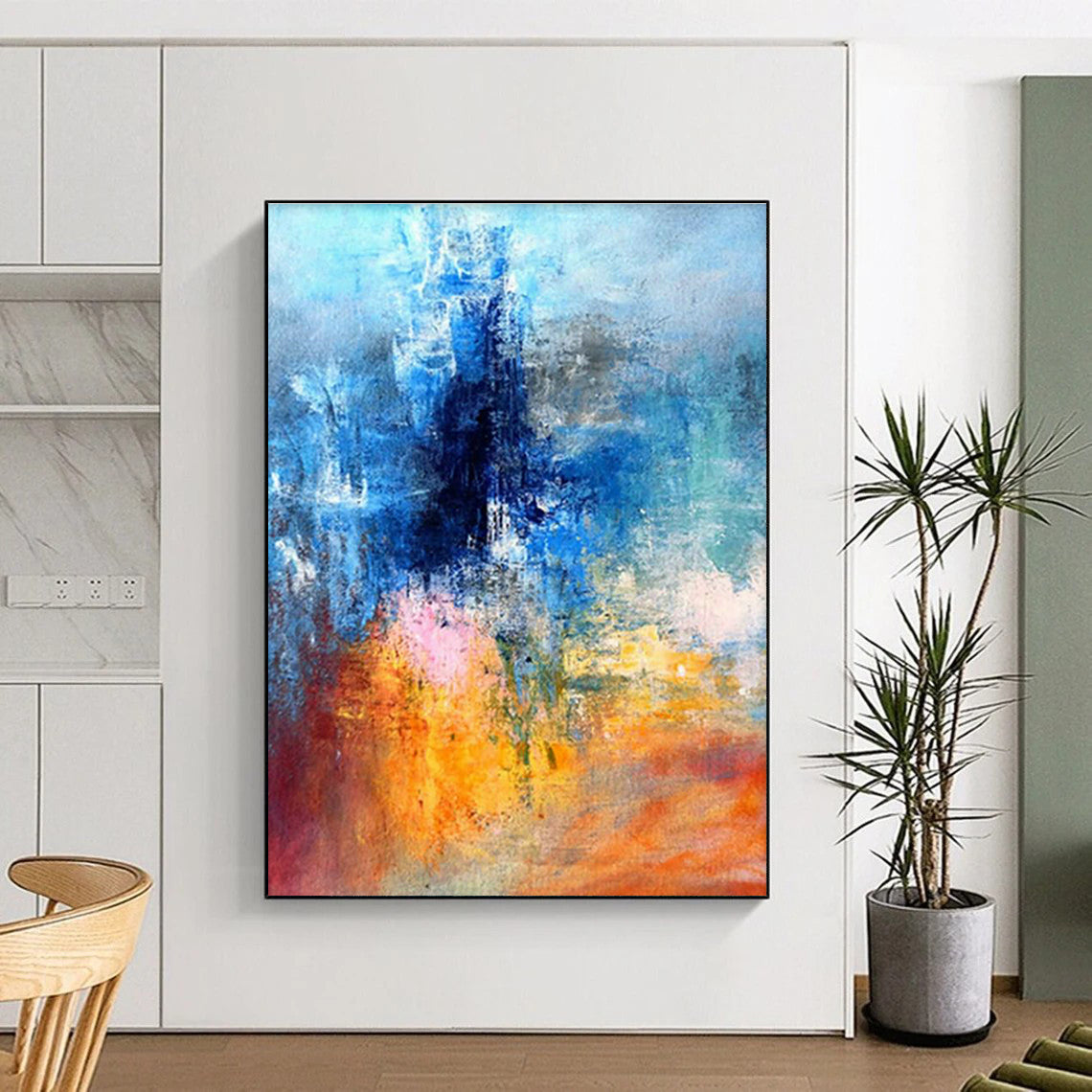 Blue - Toned Abstract Art for Modern Home Office Focus Zones DLZ0003