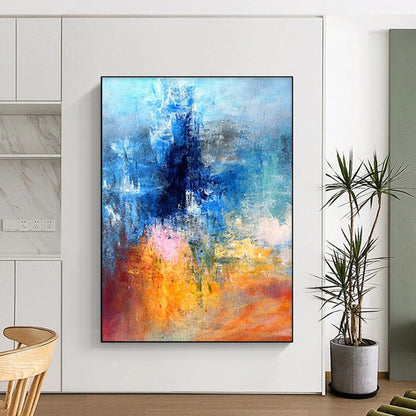 Blue - Toned Abstract Art for Modern Home Office Focus Zones DLZ0003