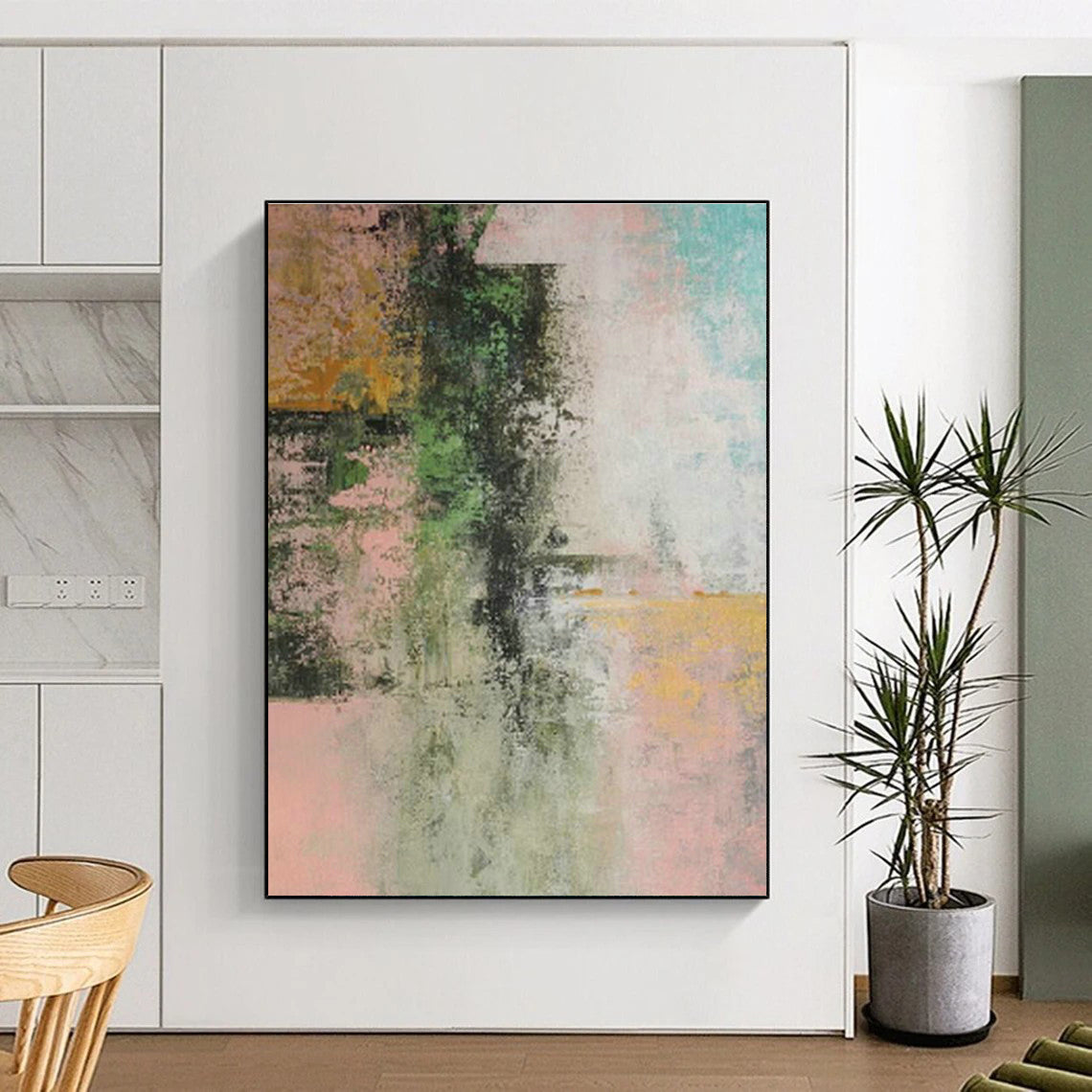 Pink - Green Abstract Art for Home Nursery Relaxation Corners DLZ0044