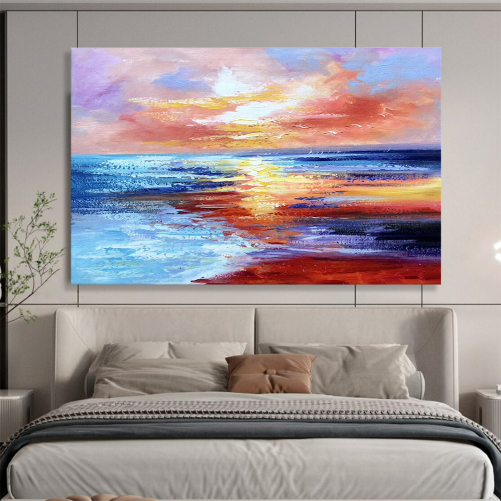 Seascape Sunset Oil Painting for Beachfront Home Master Bedrooms DLZ2678