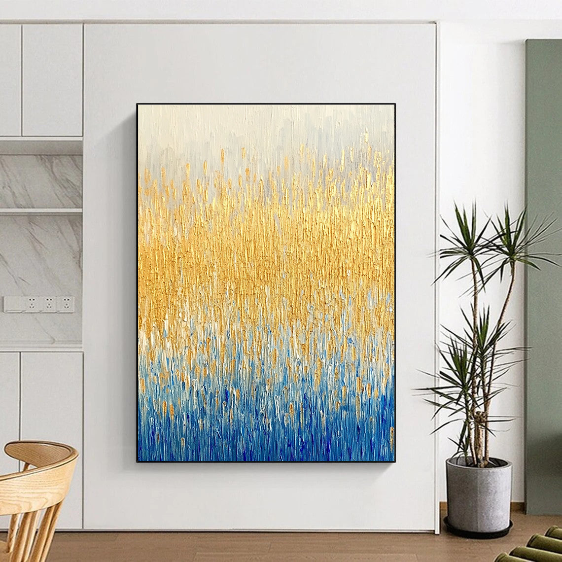Golden - Blue Grass Abstract for Coastal Home & Luxury Spa STSC291