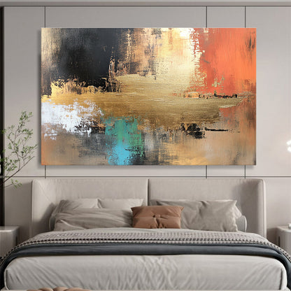 Gold Accent Abstract Art for Luxury Hotel Lobby & Sophisticated Home Office SC091